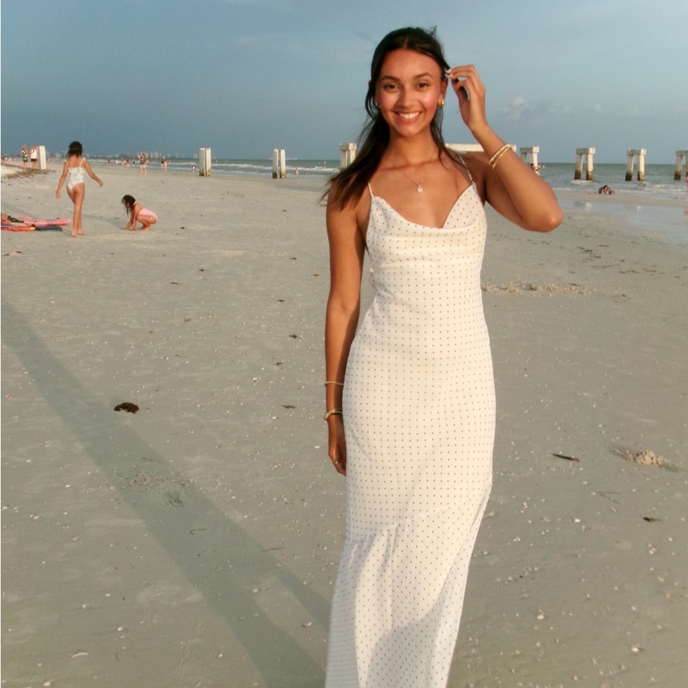 Peppermayo White Polka Dot Maxi Dress